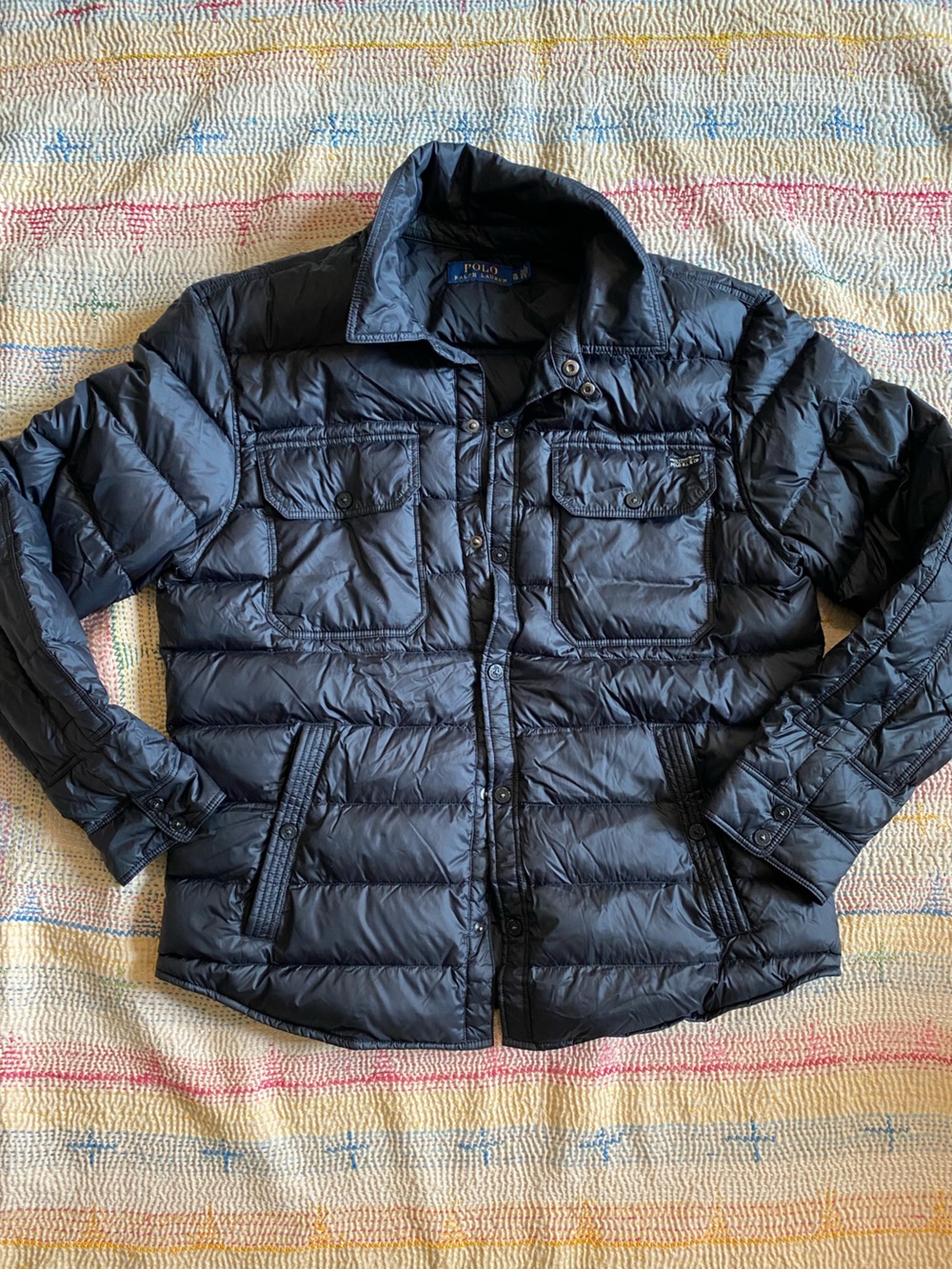 Men’s Polo Ralph Lauren Black Shirt Style Puffer Jacket Size XL